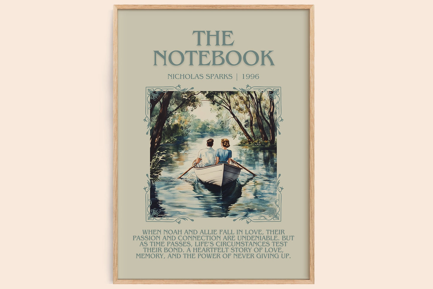 The Notebook minimalist book poster by Nicholas Sparks – framed literary art print
