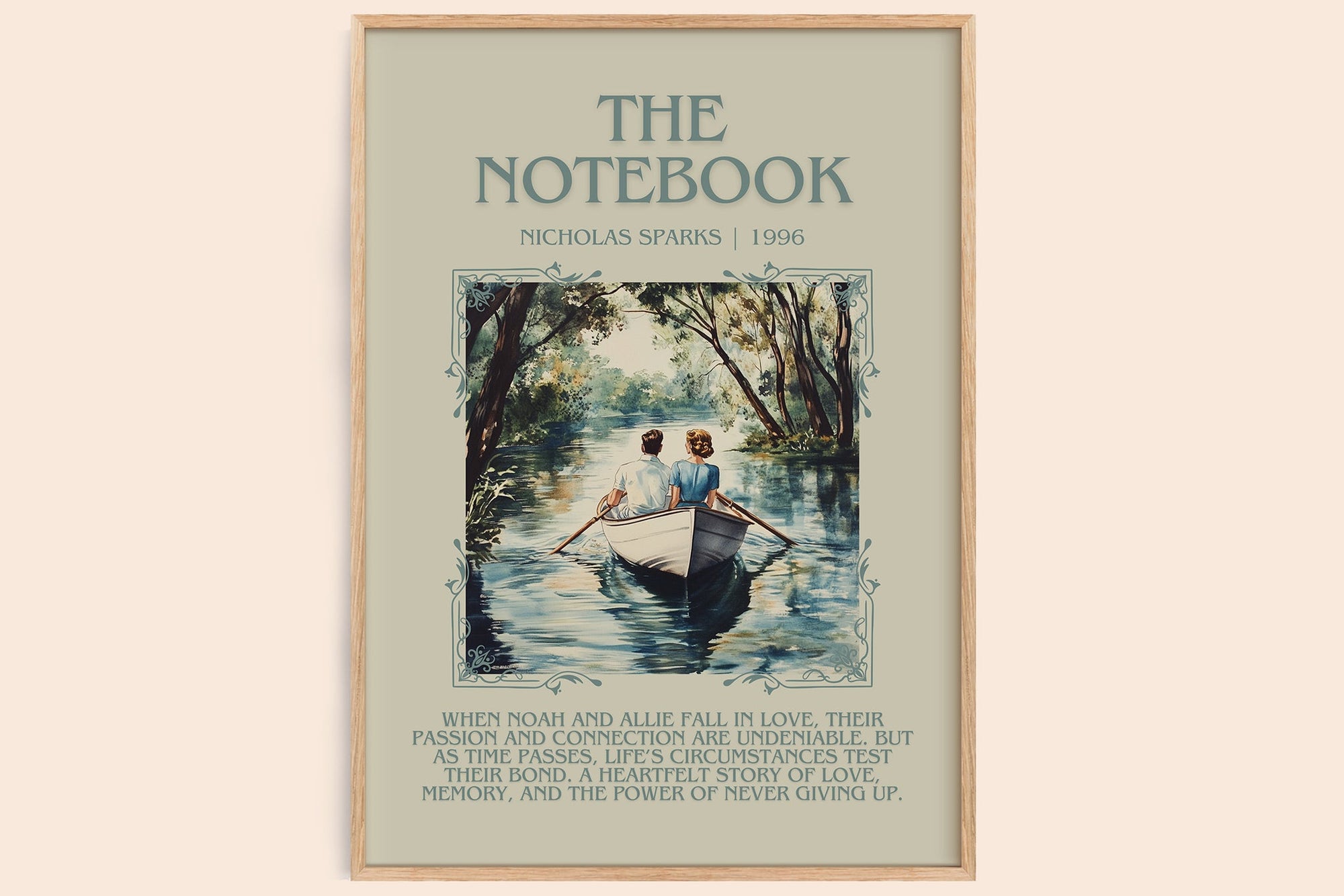 The Notebook minimalist book poster by Nicholas Sparks – framed literary art print