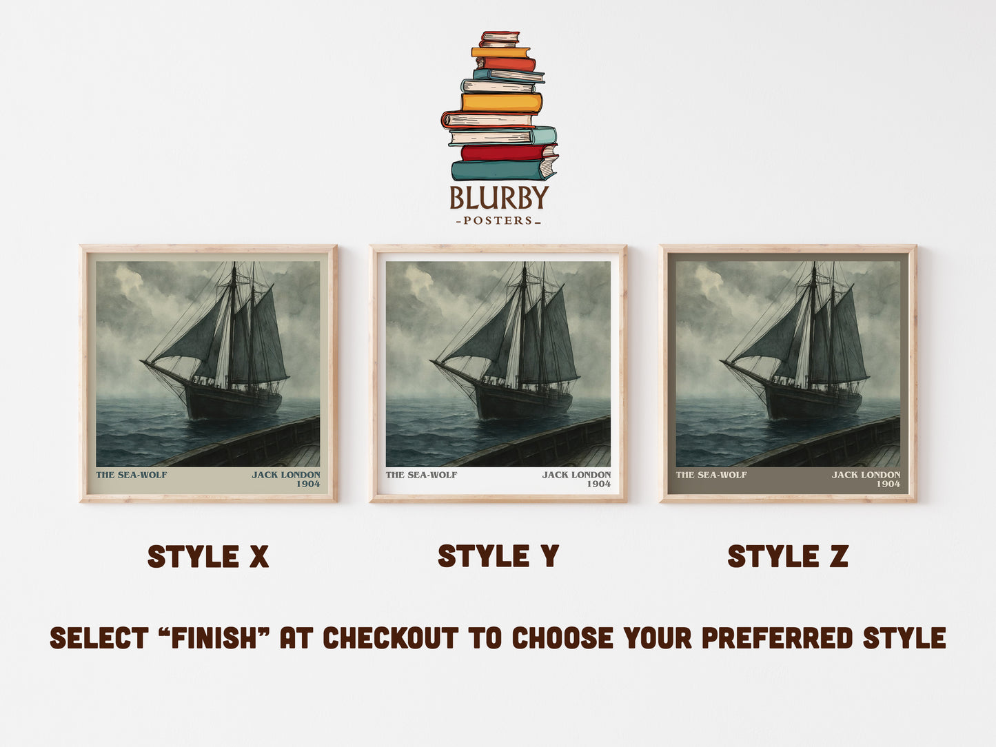 The Sea-Wolf literary print in frame leaning in hallway – adventure wall art