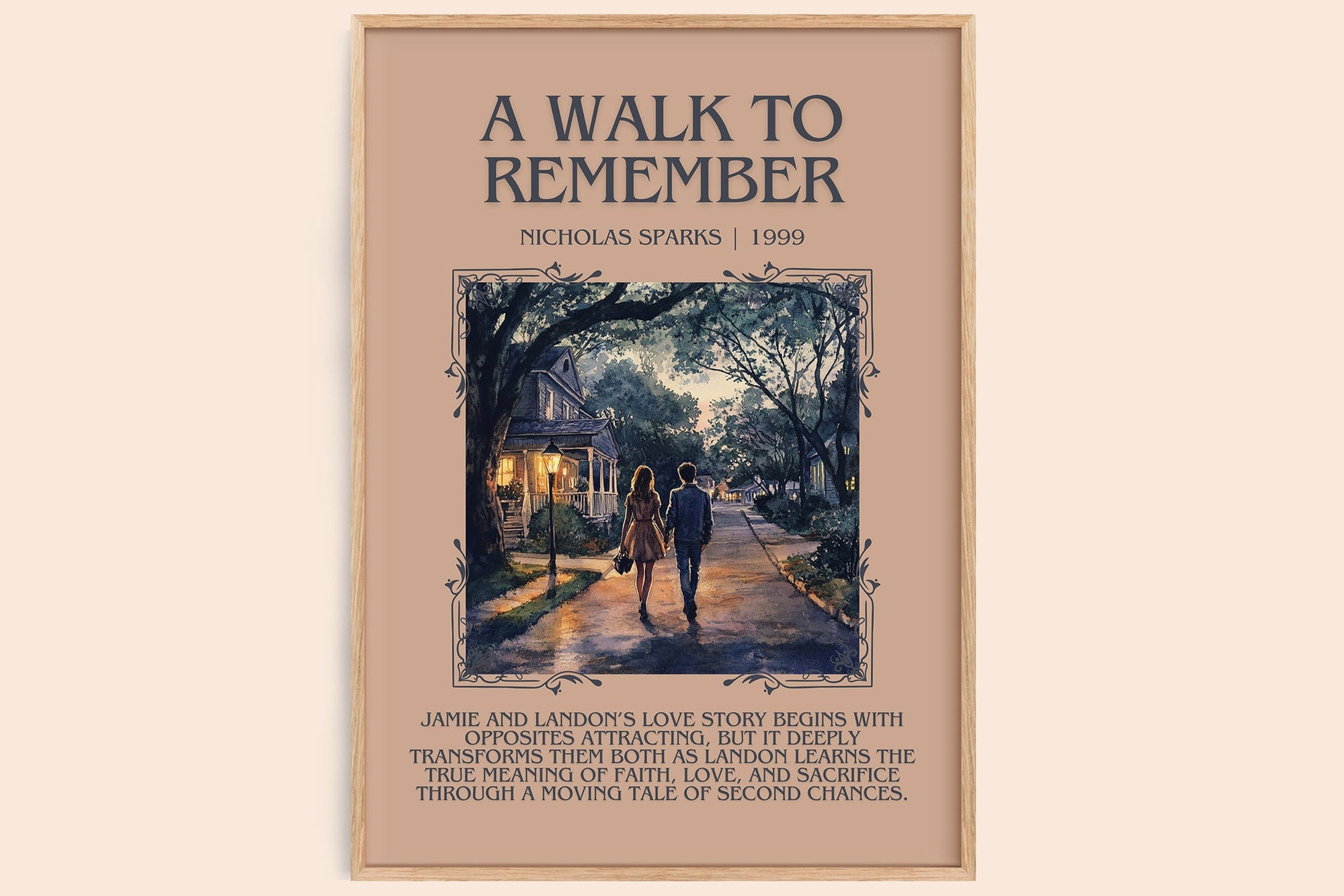 A Walk to Remember minimalist book poster by Nicholas Sparks – framed literary art print