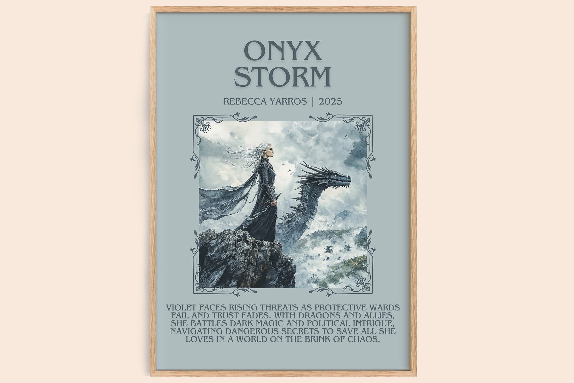 Onyx Storm minimalist book poster by Rebecca Yarros – framed literary art print
