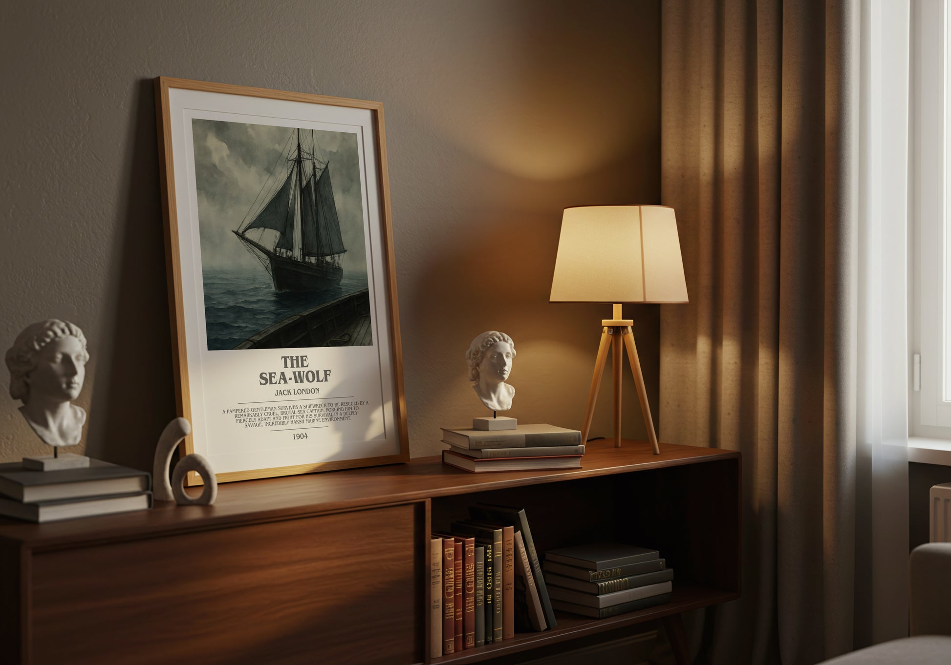 The Sea-Wolf bookish book poster framed on wall – adventure wall art