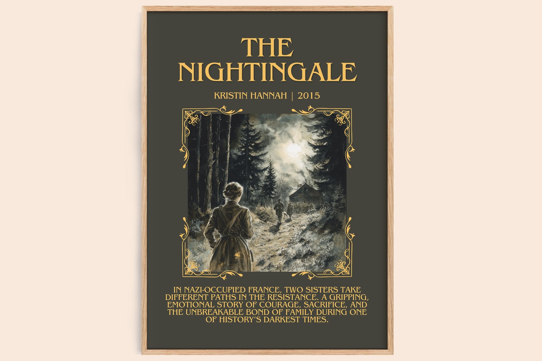 The Nightingale Minimalist Book Poster by Kristin Hannah