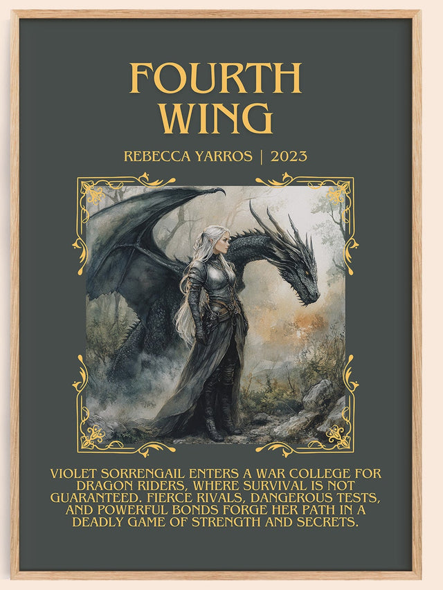 Fourth Wing Minimalist Book Poster by Rebecca Yarros