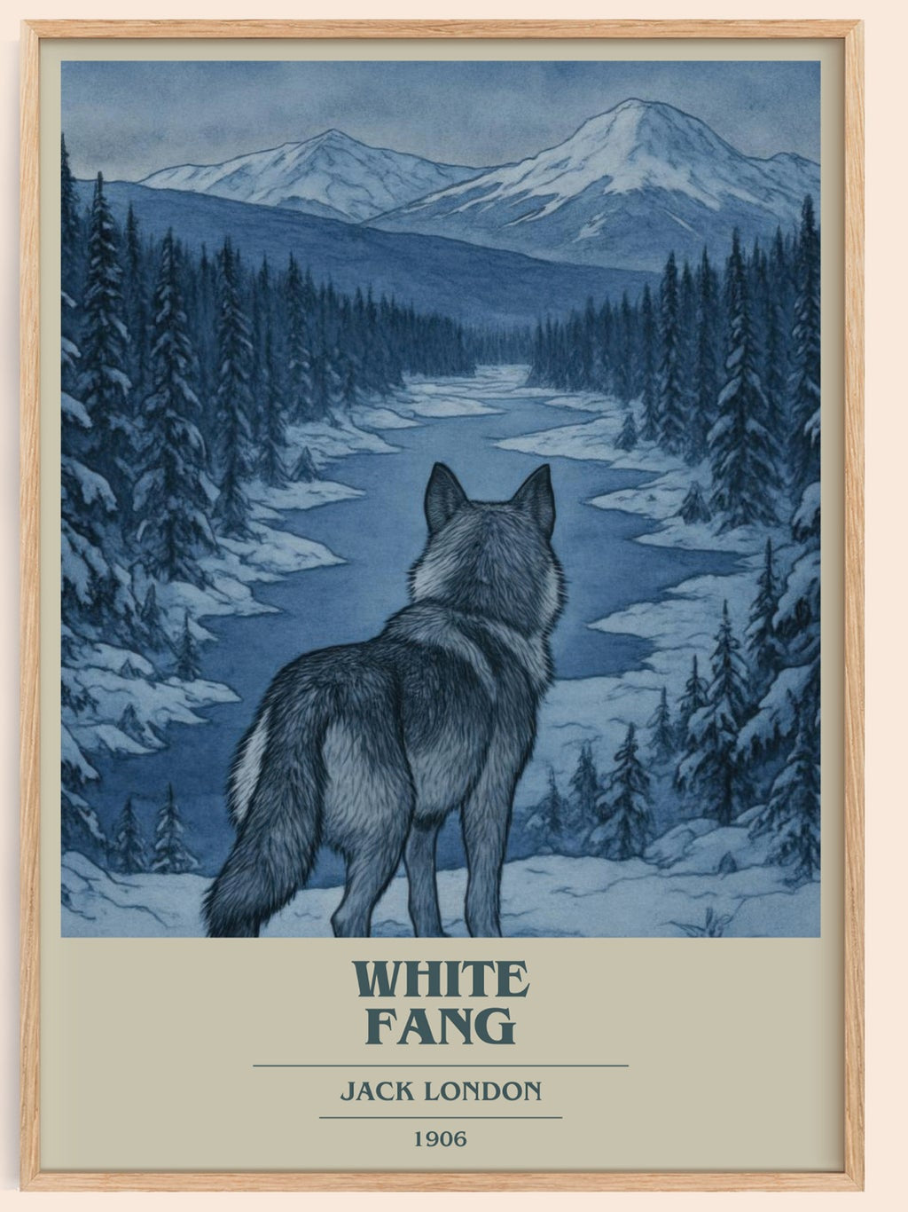 White Fang book cover book poster by Jack London – framed literary art print