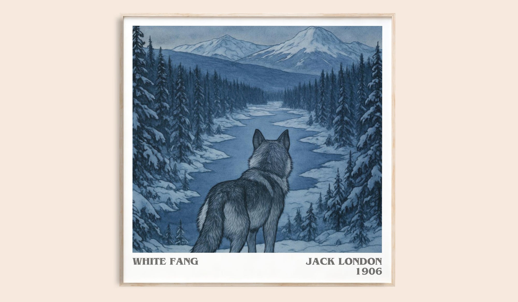 White Fang literary book poster by Jack London – framed literary art print