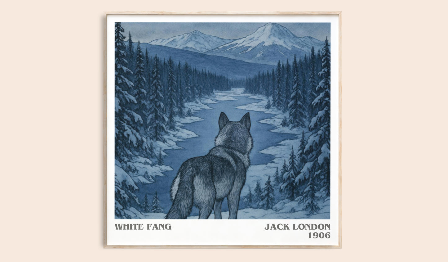 White Fang literary book poster by Jack London – framed literary art print