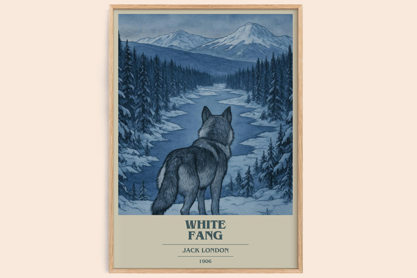 White Fang book cover book poster by Jack London – framed literary art print