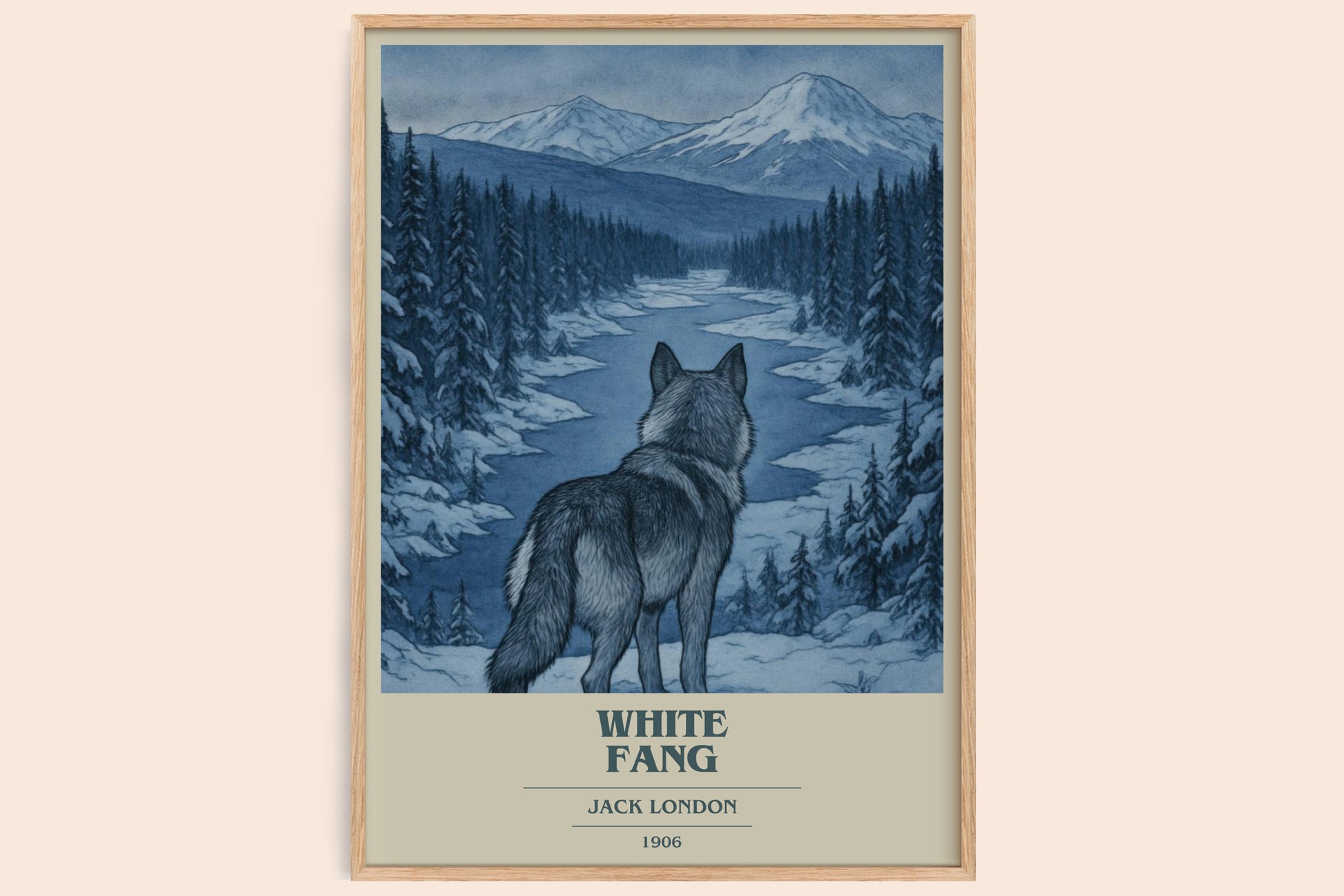 White Fang book cover book poster by Jack London – framed literary art print