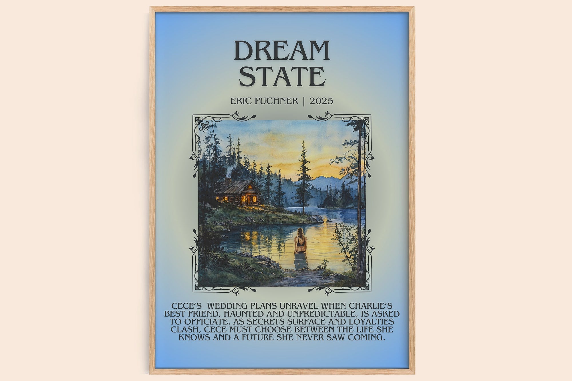 Dream State minimalist book poster by Eric Puchner – framed literary art print