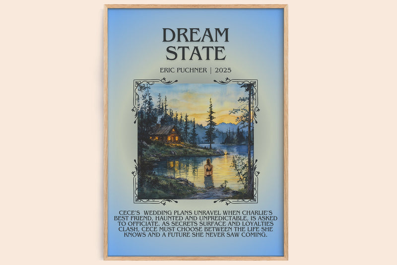 Dream State minimalist book poster by Eric Puchner – framed literary art print