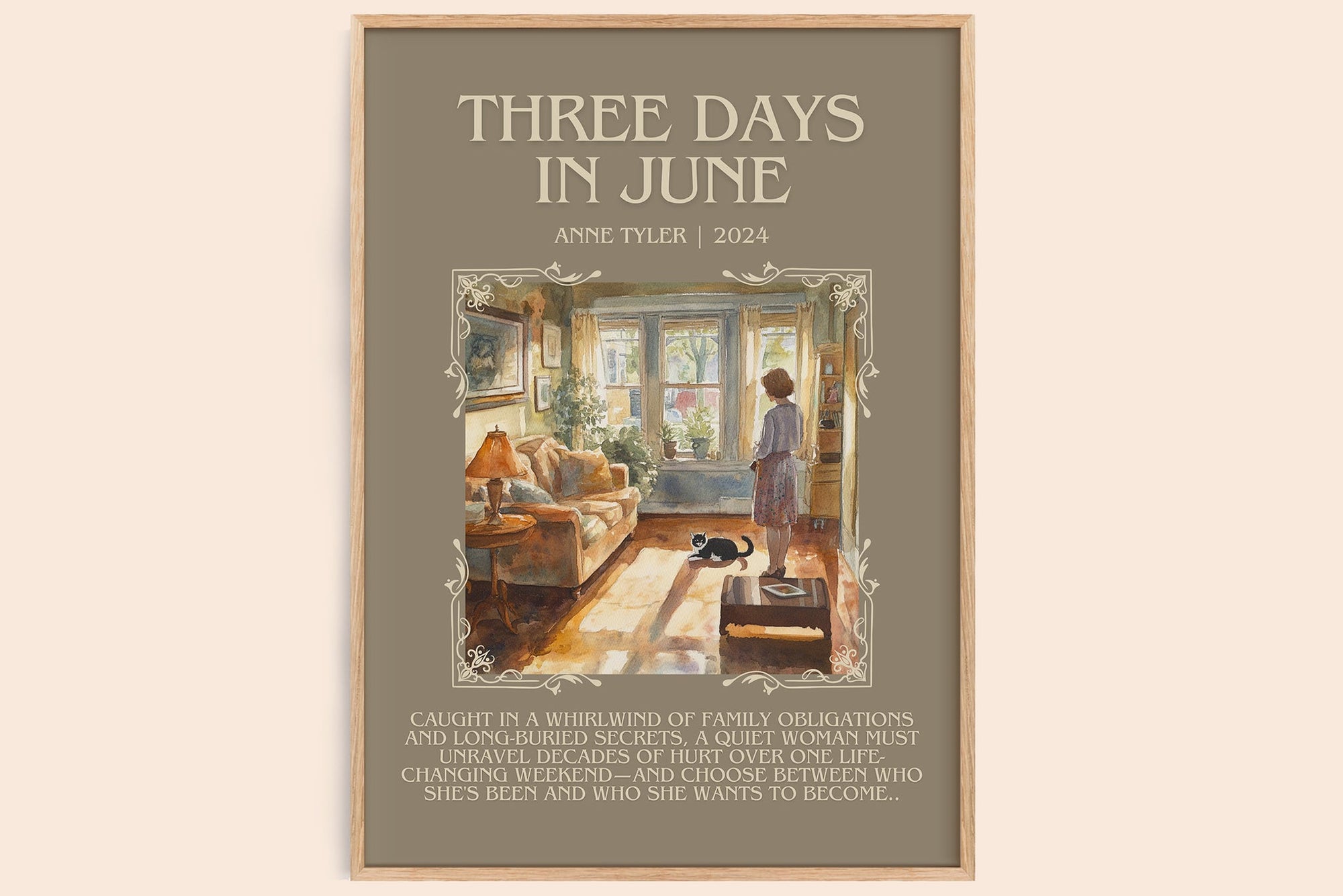 Three Days In June minimalist book poster by Anne Tyler – framed literary art print