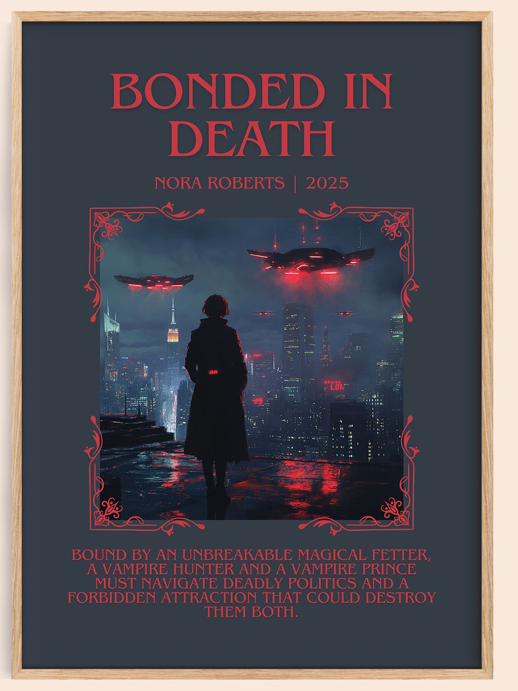 Bonded in Death minimalist book poster by J. D. Robb – framed literary art print