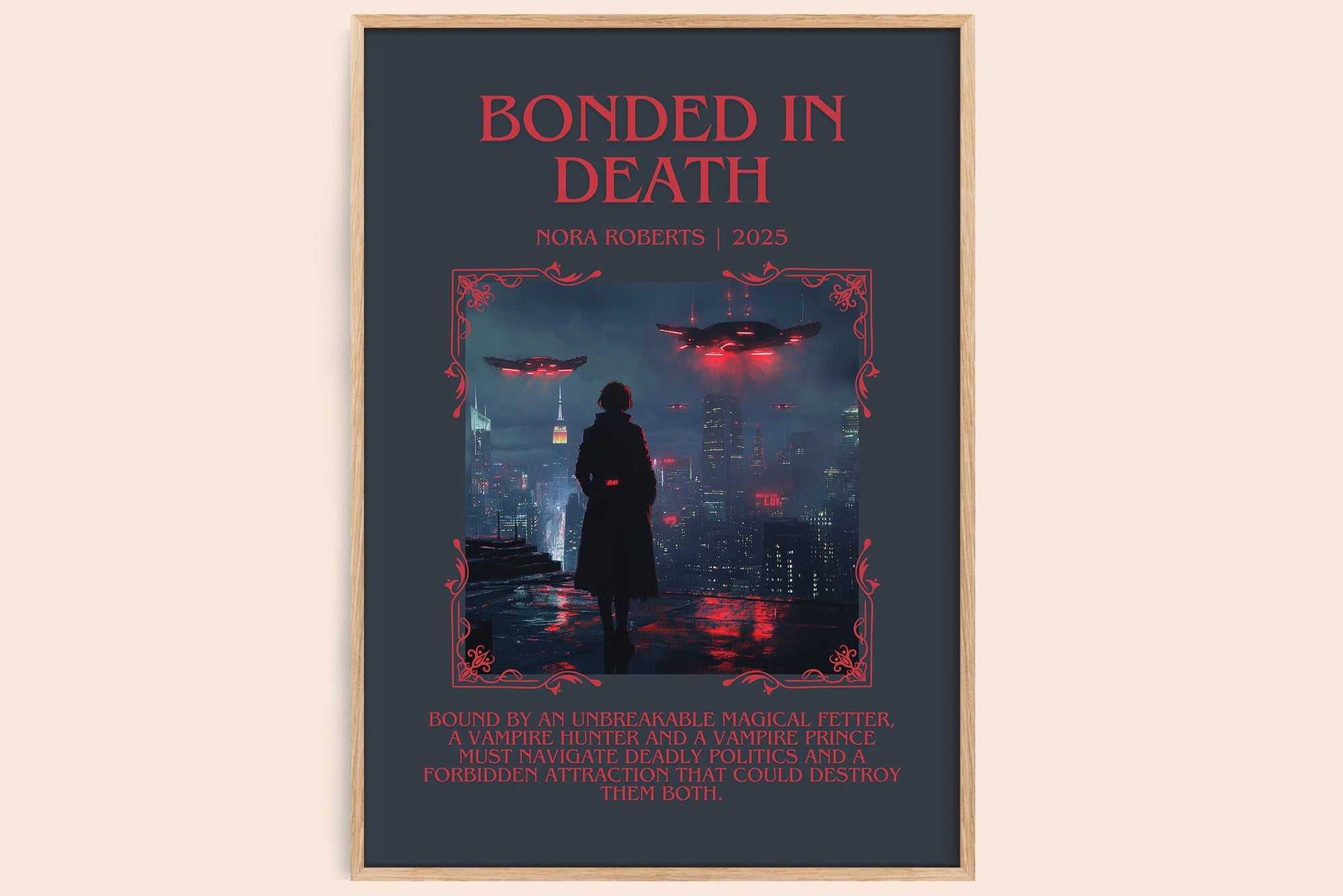 Bonded in Death minimalist book poster by J. D. Robb – framed literary art print