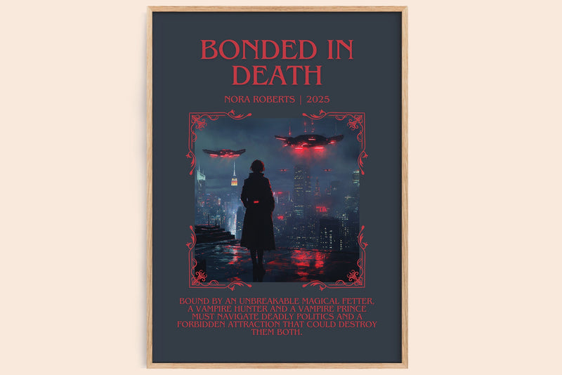 Bonded in Death minimalist book poster by J. D. Robb – framed literary art print