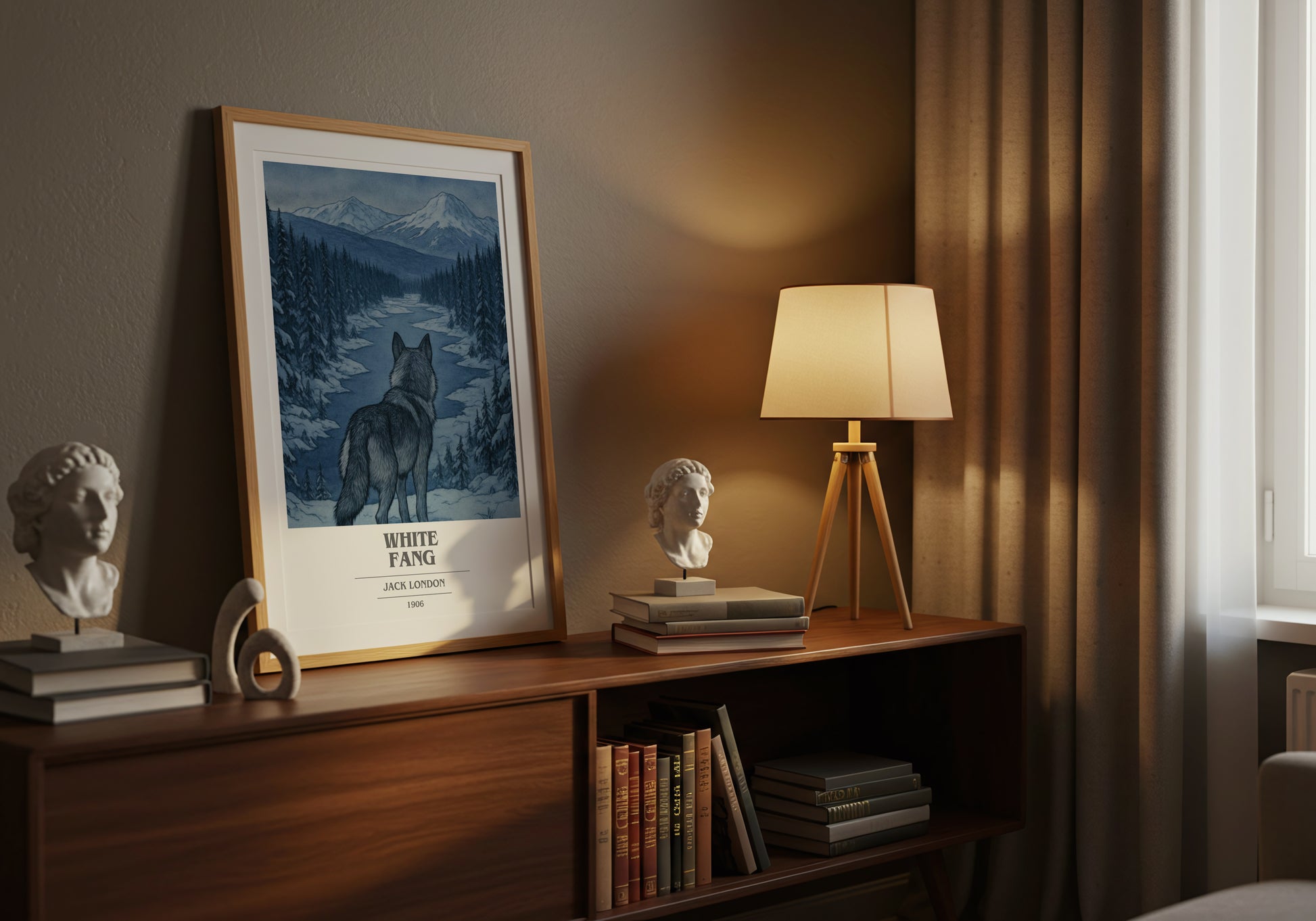 White Fang book cover book poster framed on wall – adventure wall art
