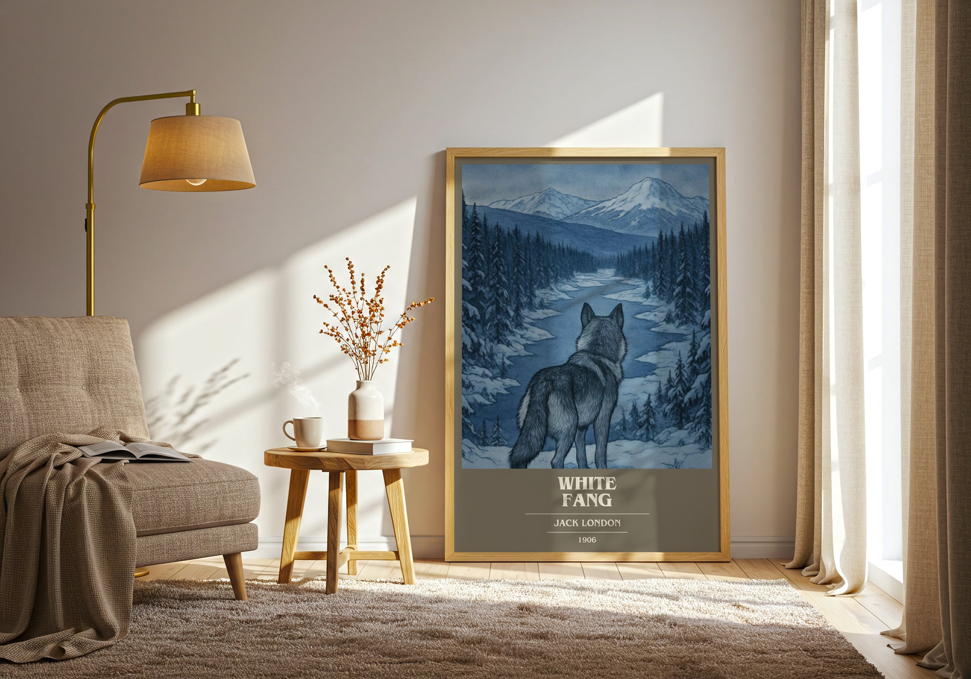 White Fang book cover print on bookshelf – Jack London fan gift