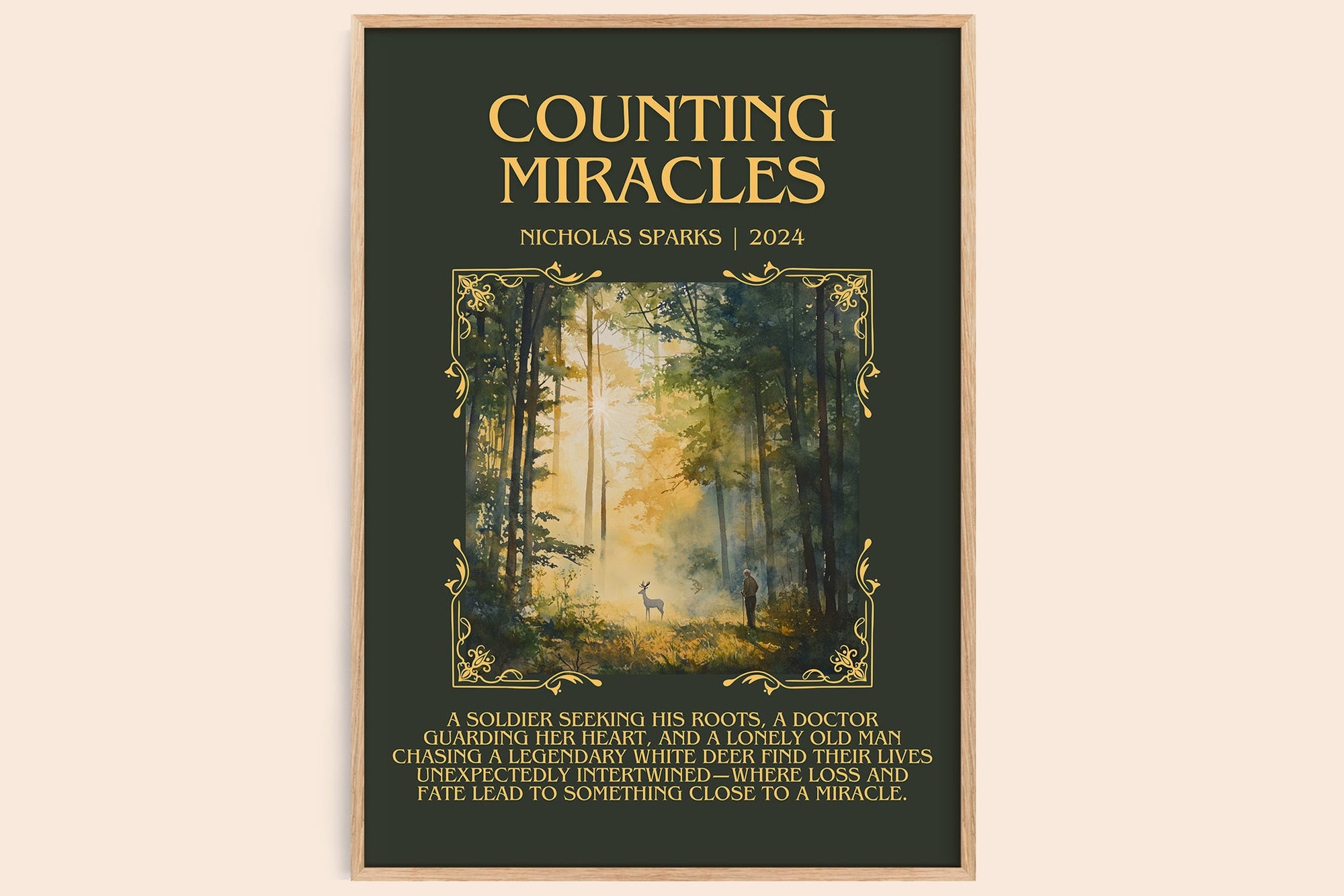 Counting Miracles minimalist book poster by Nicholas Sparks – framed literary art print
