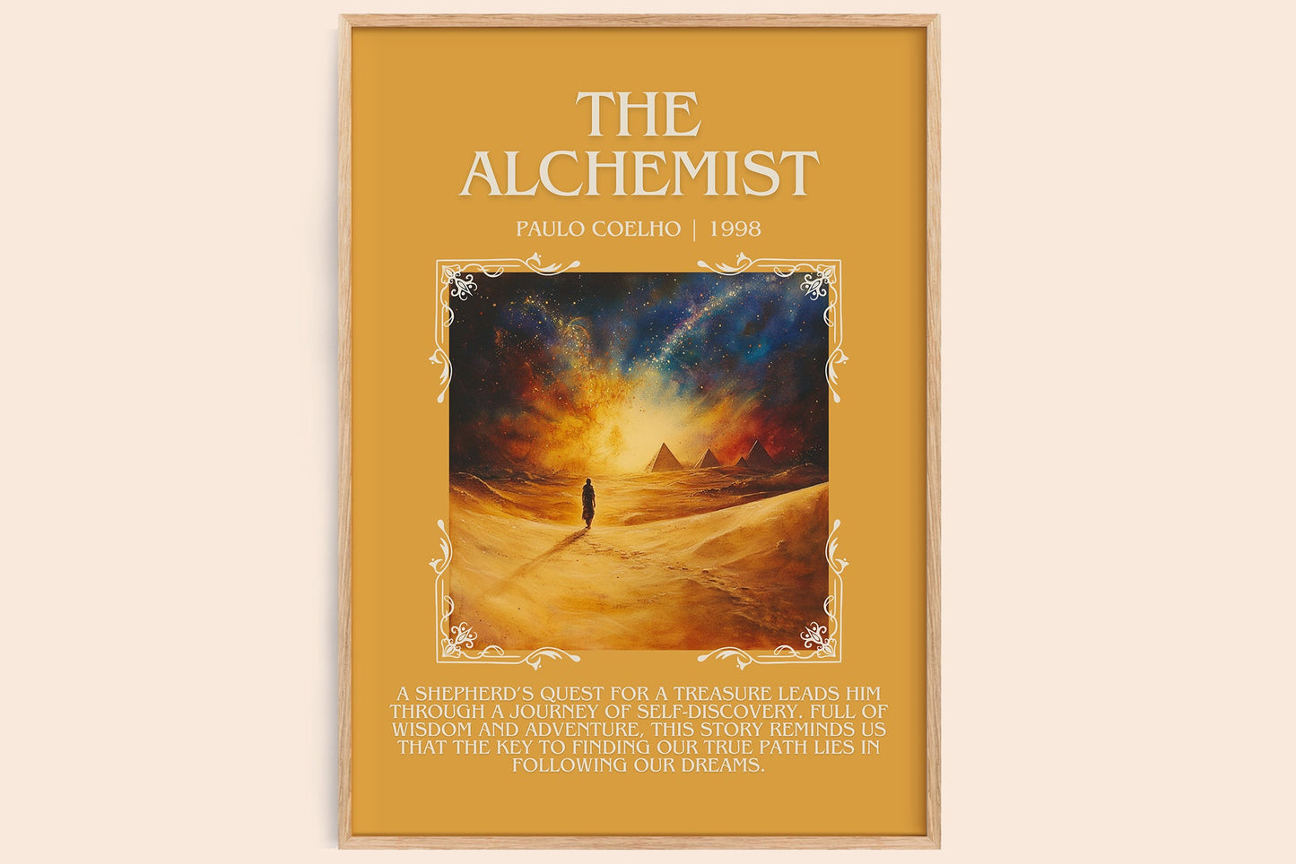 The Alchemist minimalist book poster by Paulo Coelho – framed literary art print