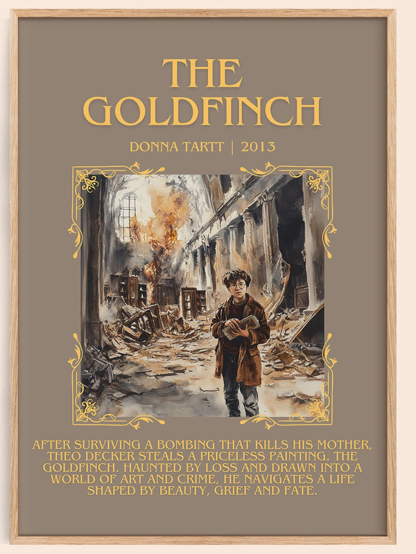 The Goldfinch minimalist book poster by Donna Tartt – framed literary art print