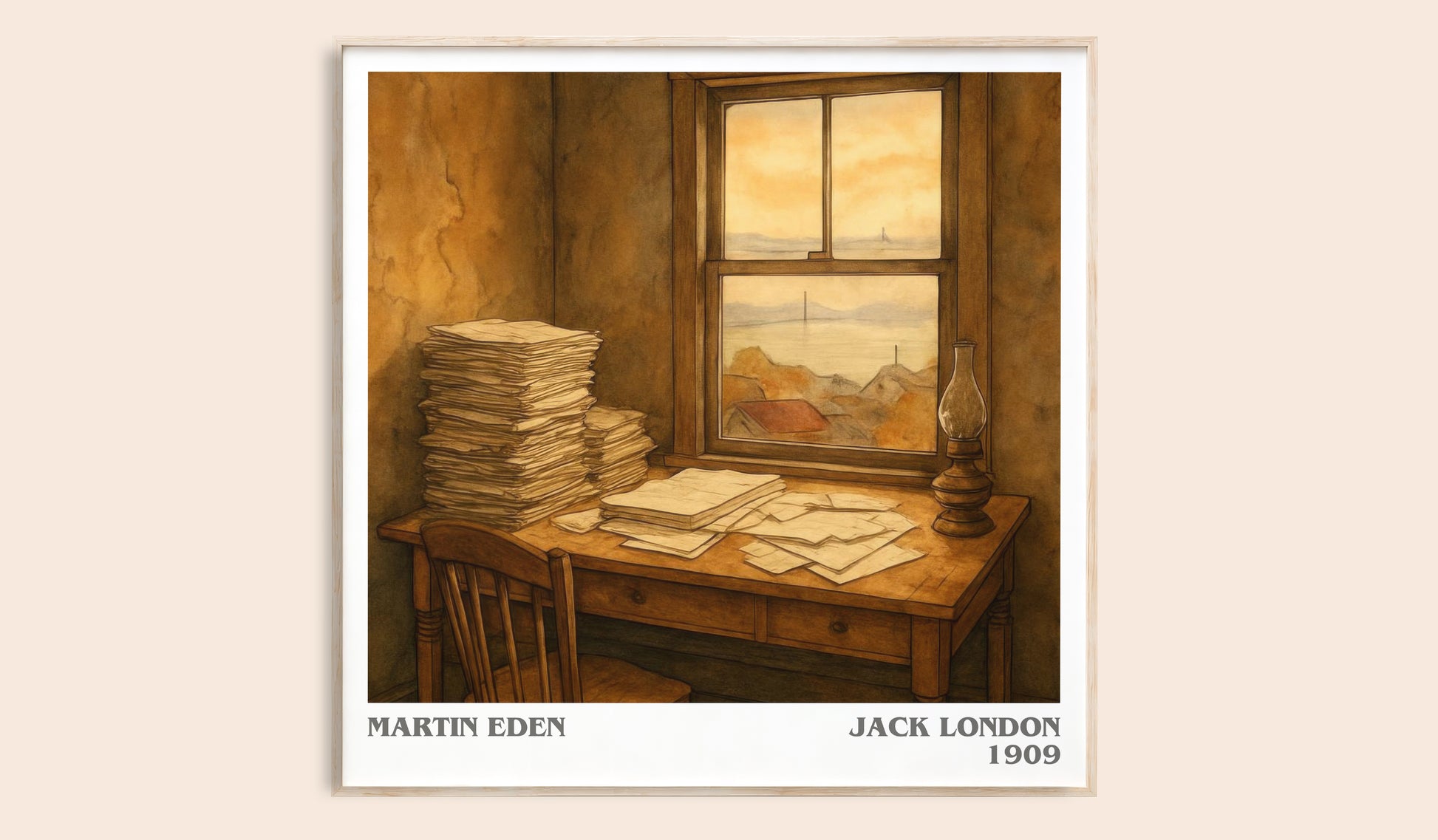 Martin Eden literary book poster by Jack London – framed literary art print