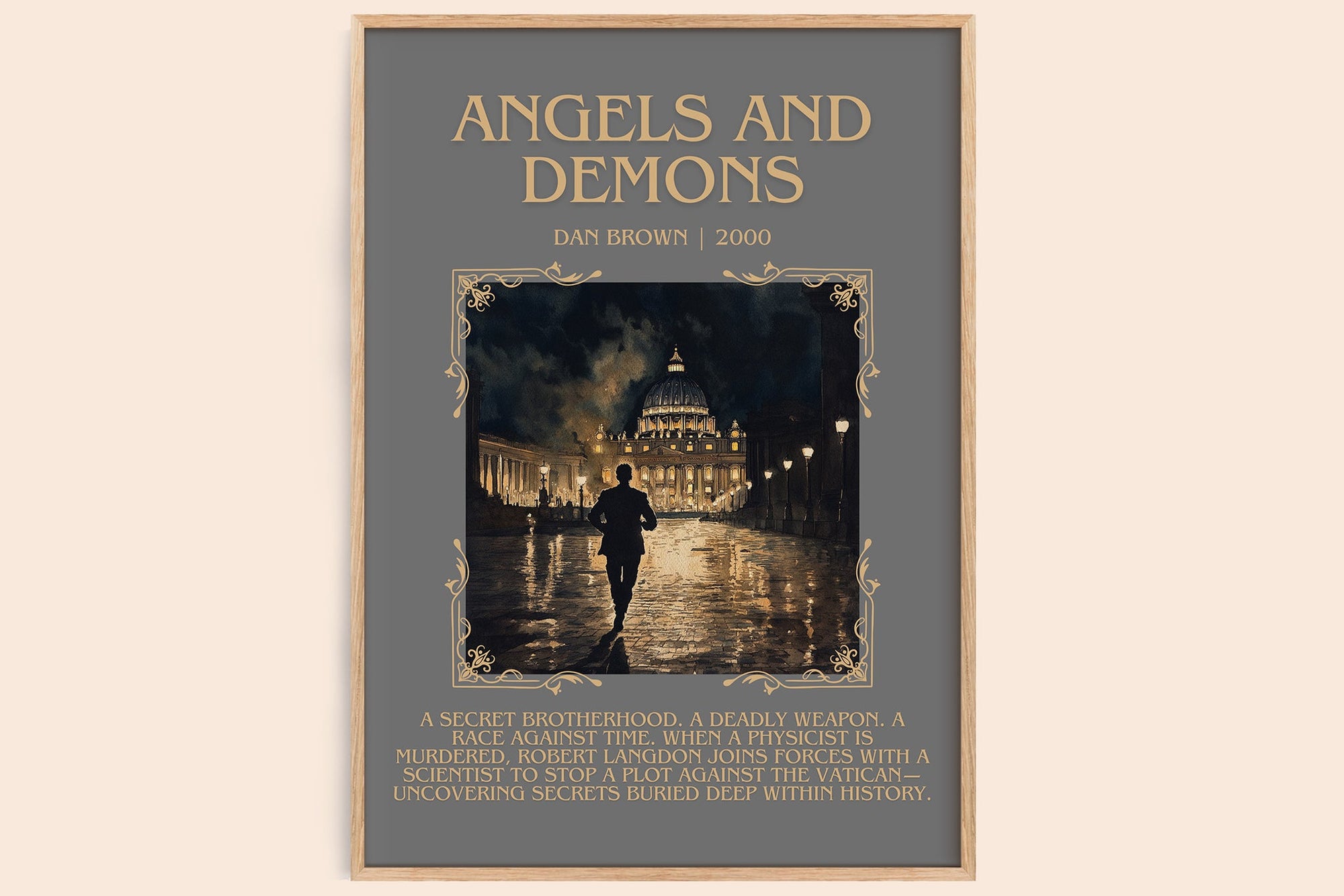 Angels And Demons minimalist book poster by Dan Brown – framed literary art print