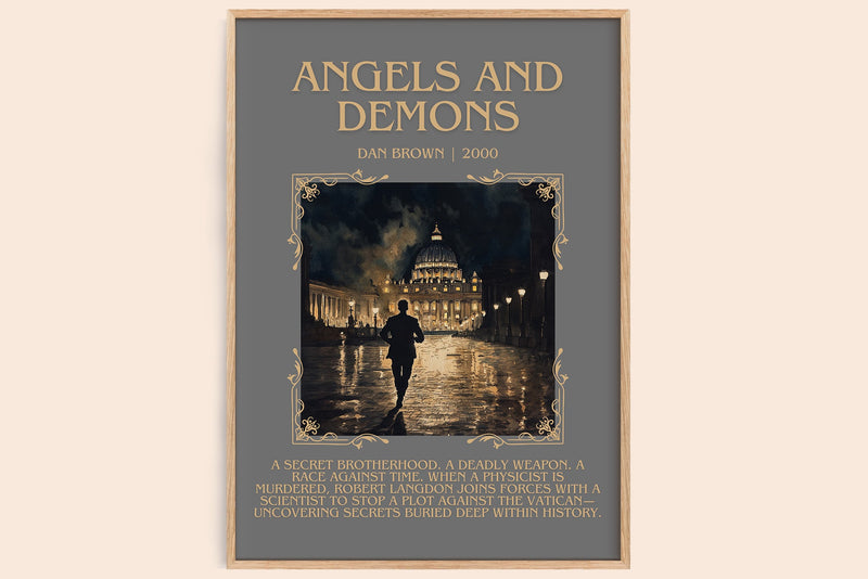 Angels And Demons minimalist book poster by Dan Brown – framed literary art print