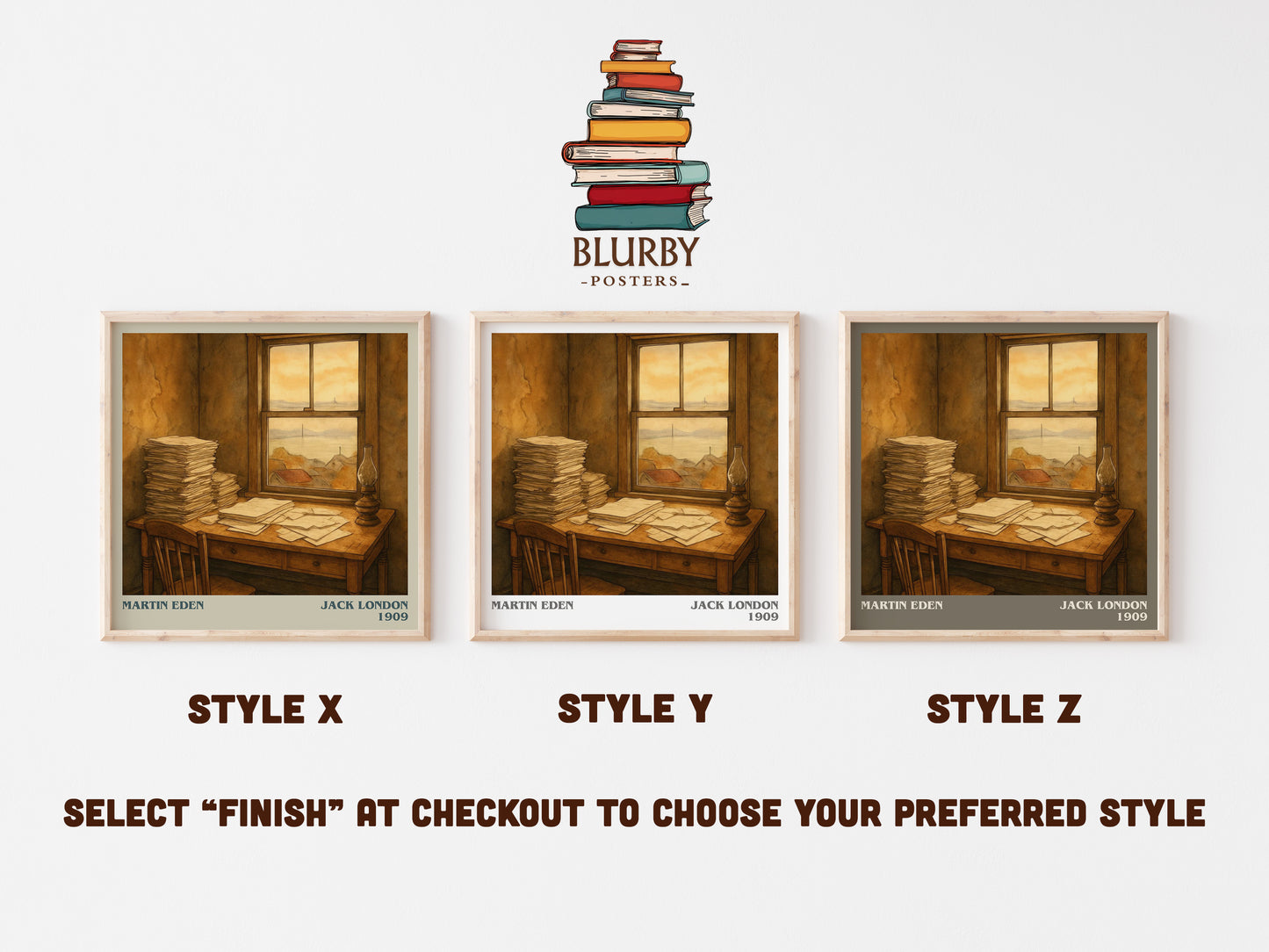 Martin Eden literary print in frame leaning in hallway – classic literature wall art