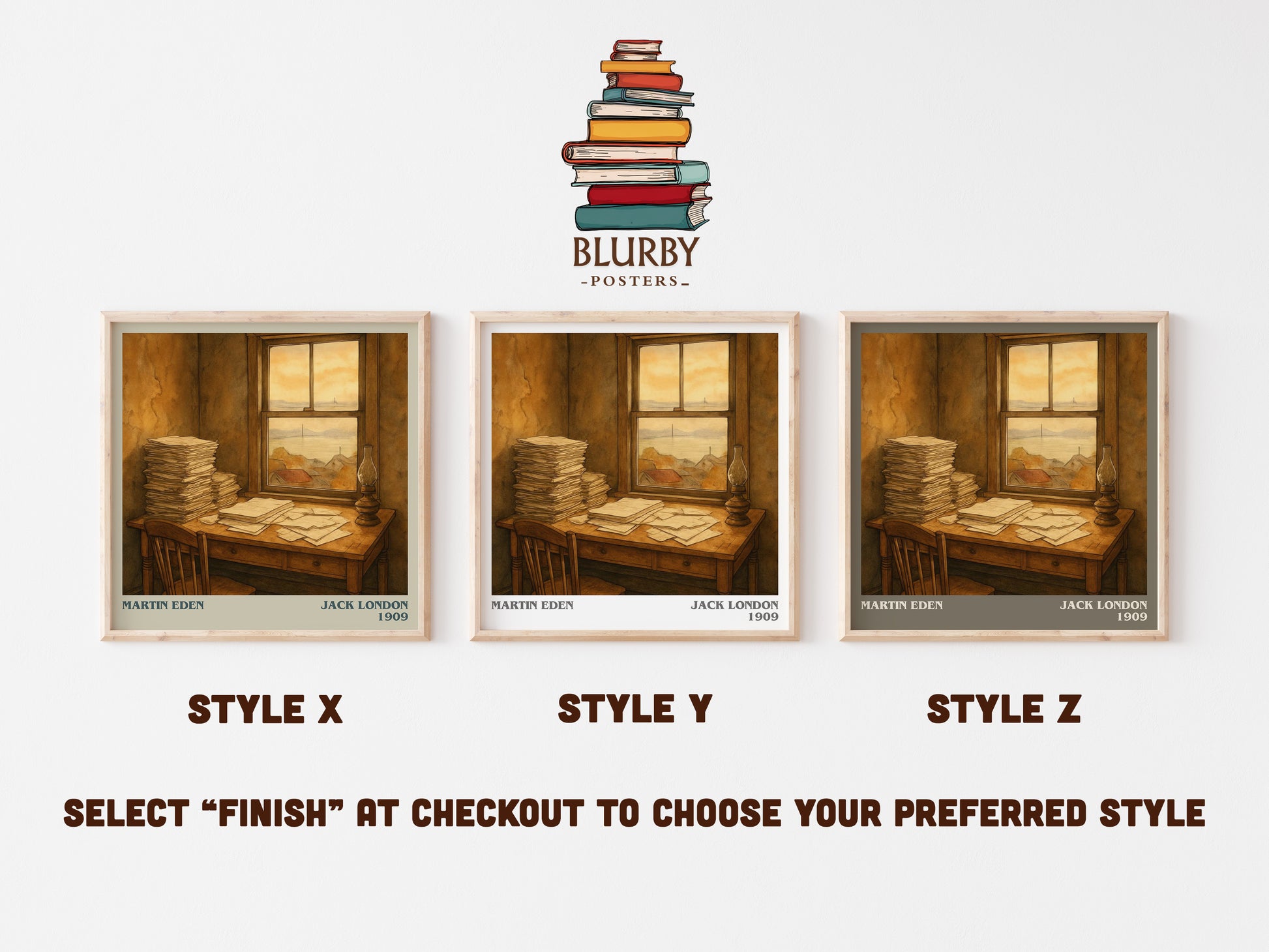 Martin Eden literary print in frame leaning in hallway – classic literature wall art