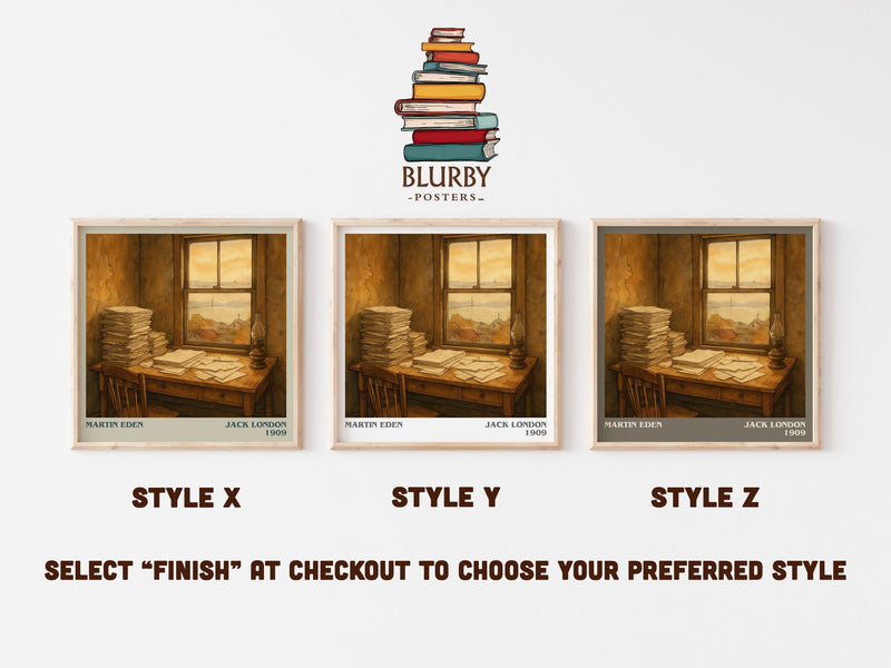 Martin Eden literary print in frame leaning in hallway – classic literature wall art