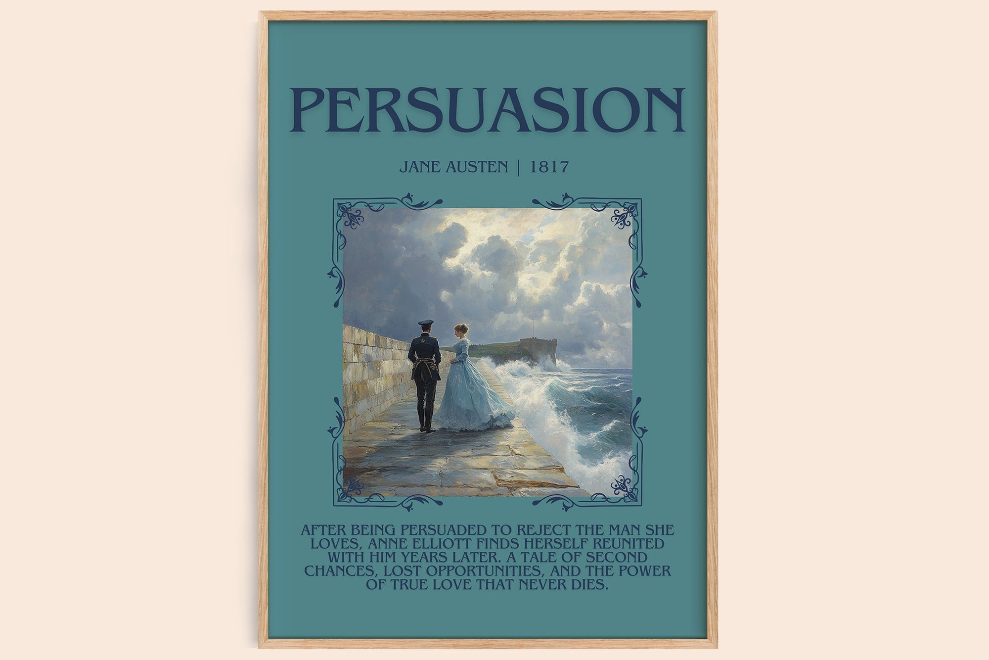 Persuasion minimalist book poster by Jane Austen – framed literary art print