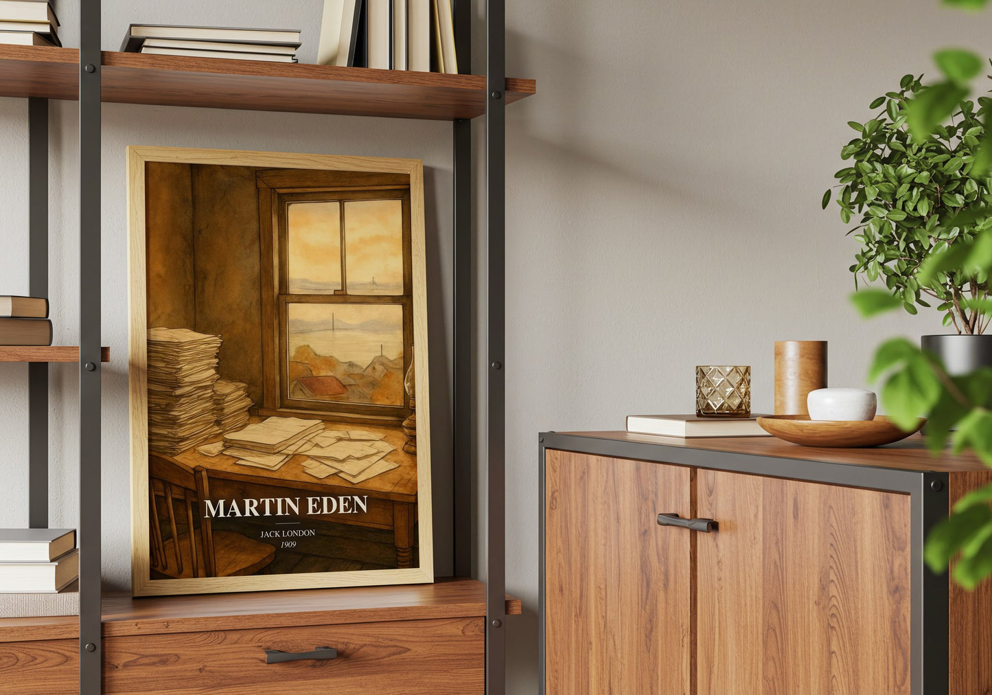 Martin Eden book watercolour illustration paper finish options – matte satin gloss