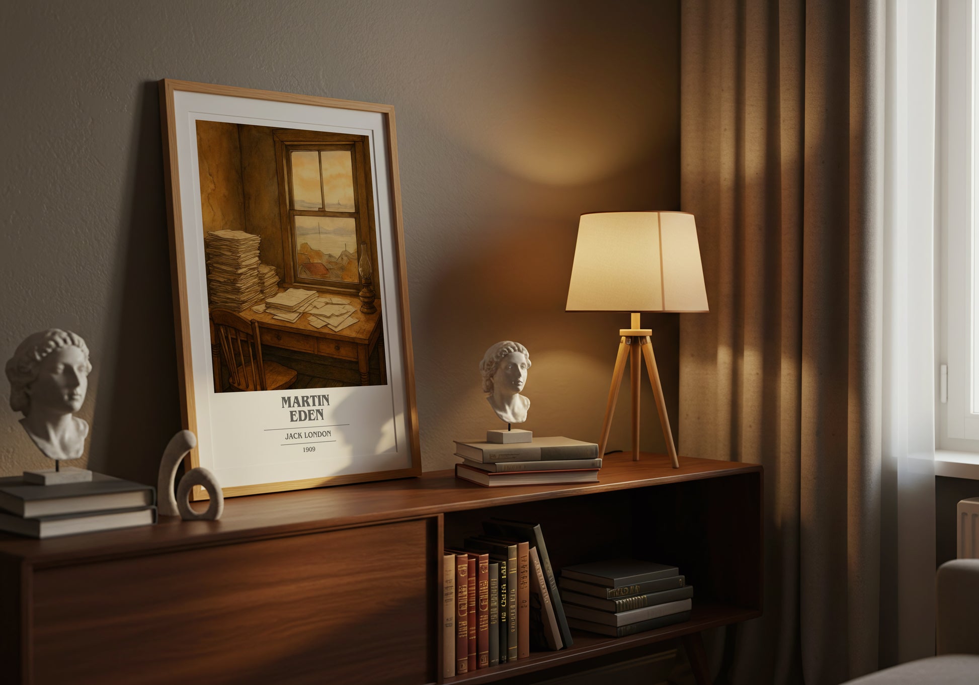 Martin Eden book cover book poster framed on wall – classic literature wall art