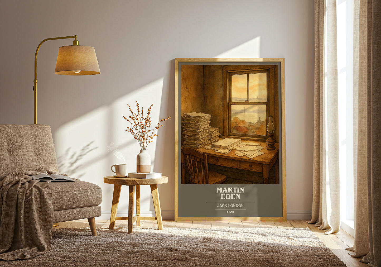 Martin Eden book cover print on bookshelf – Jack London fan gift