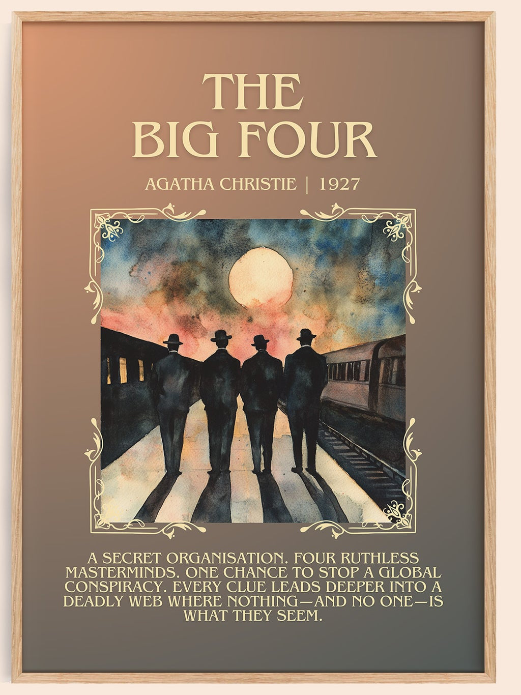 The Big Four minimalist book poster by Agatha Christie – framed literary art print