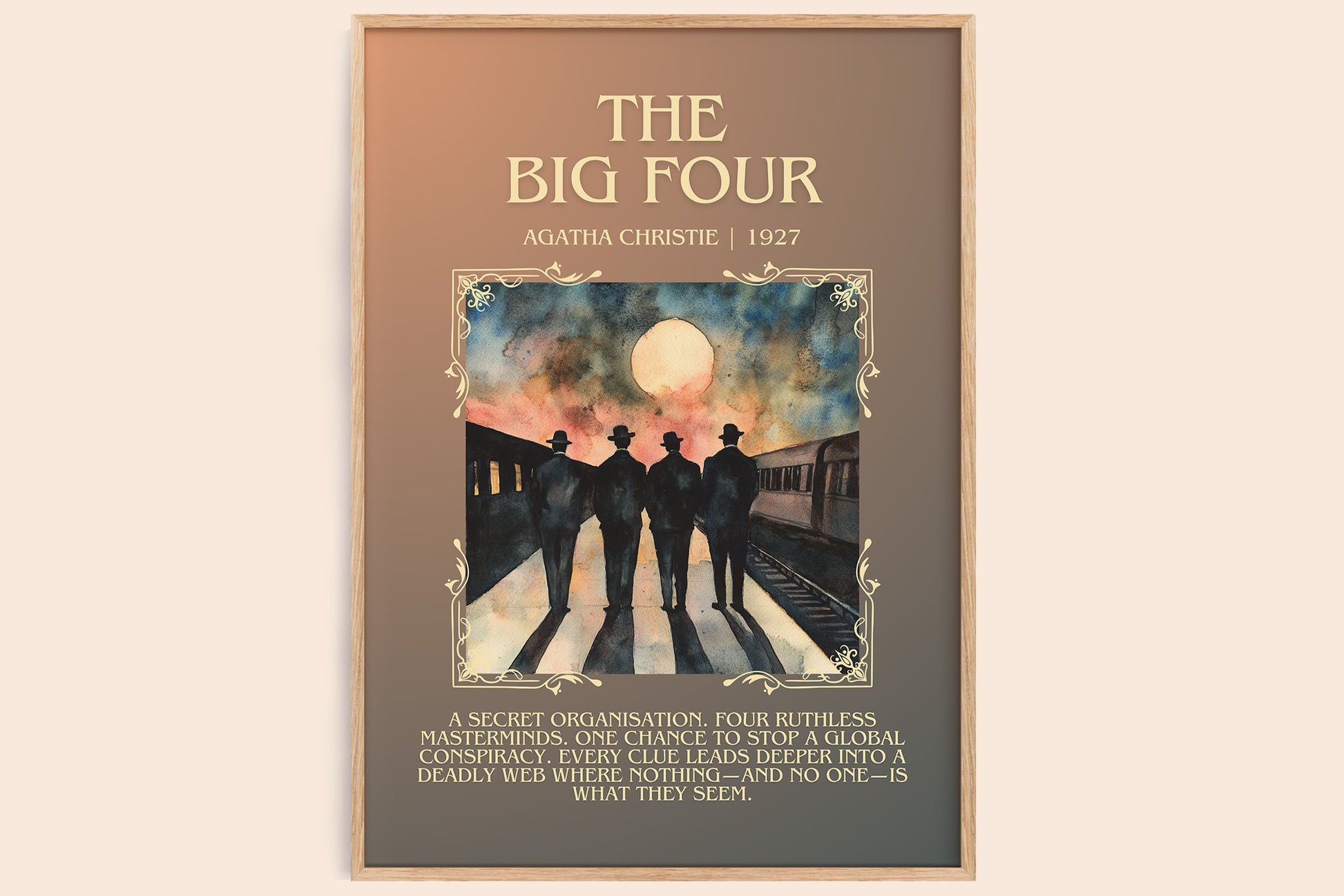 The Big Four minimalist book poster by Agatha Christie – framed literary art print