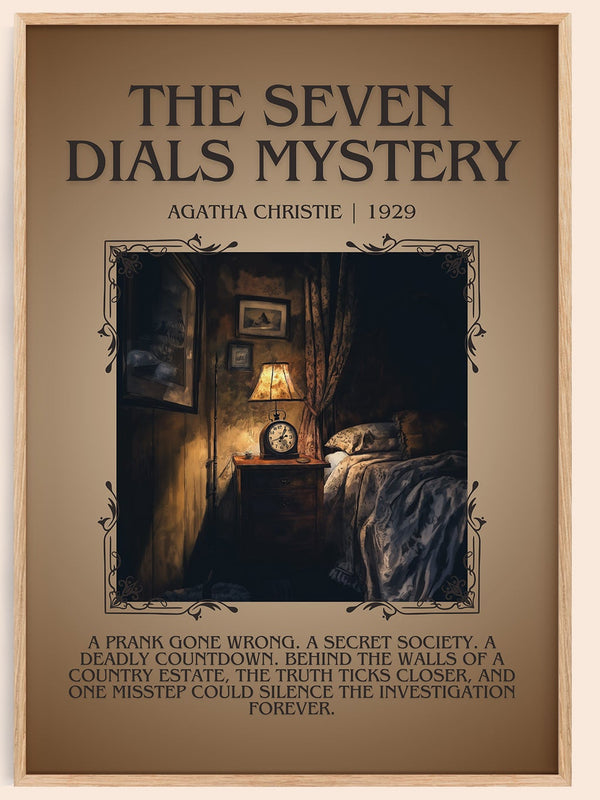 The Seven Dials Mystery minimalist book poster by Agatha Christie – framed literary art print
