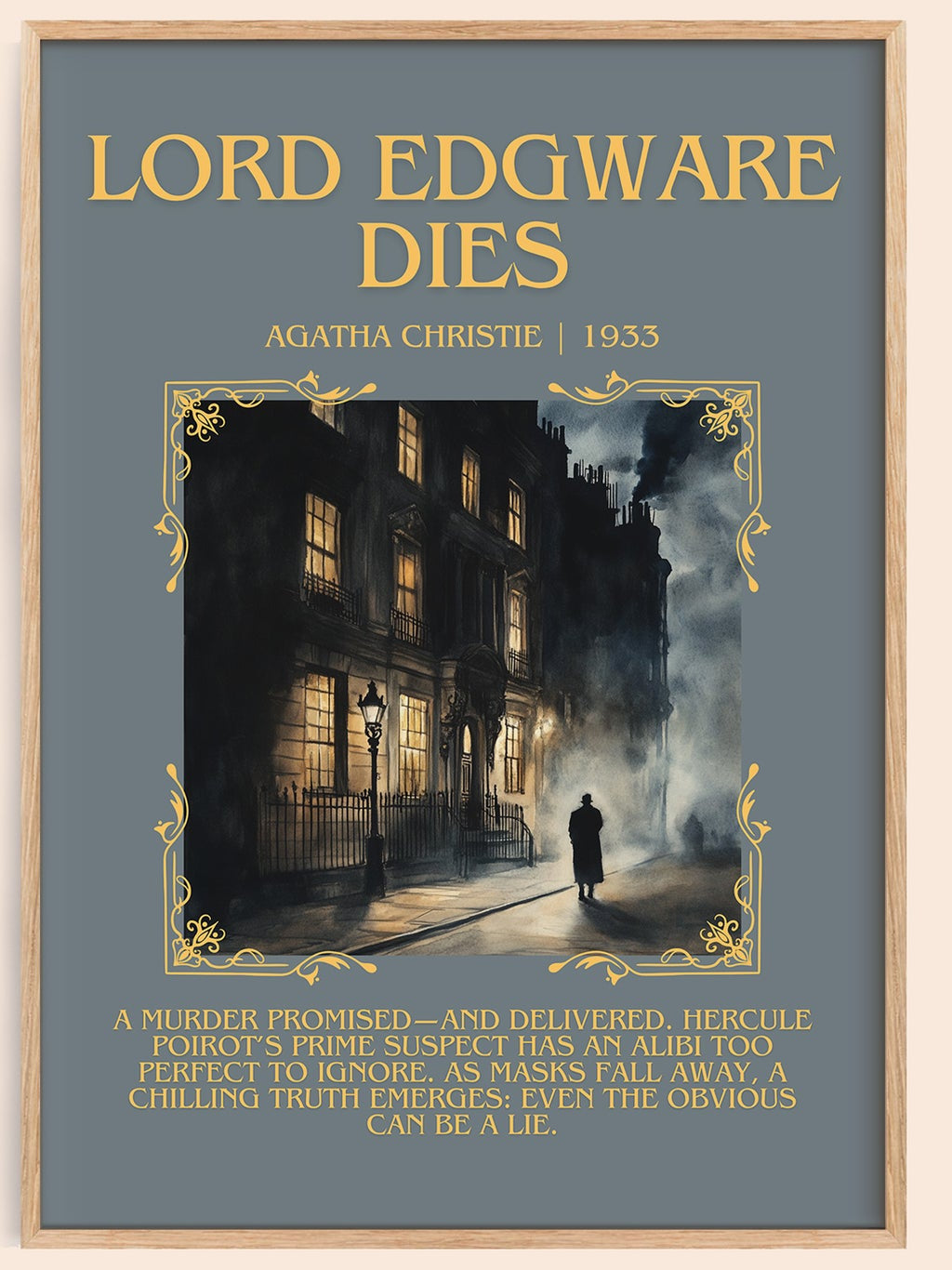 Lord Edgware Dies minimalist book poster by Agatha Christie – framed literary art print