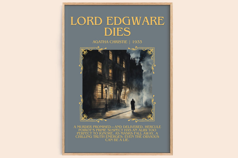Lord Edgware Dies minimalist book poster by Agatha Christie – framed literary art print