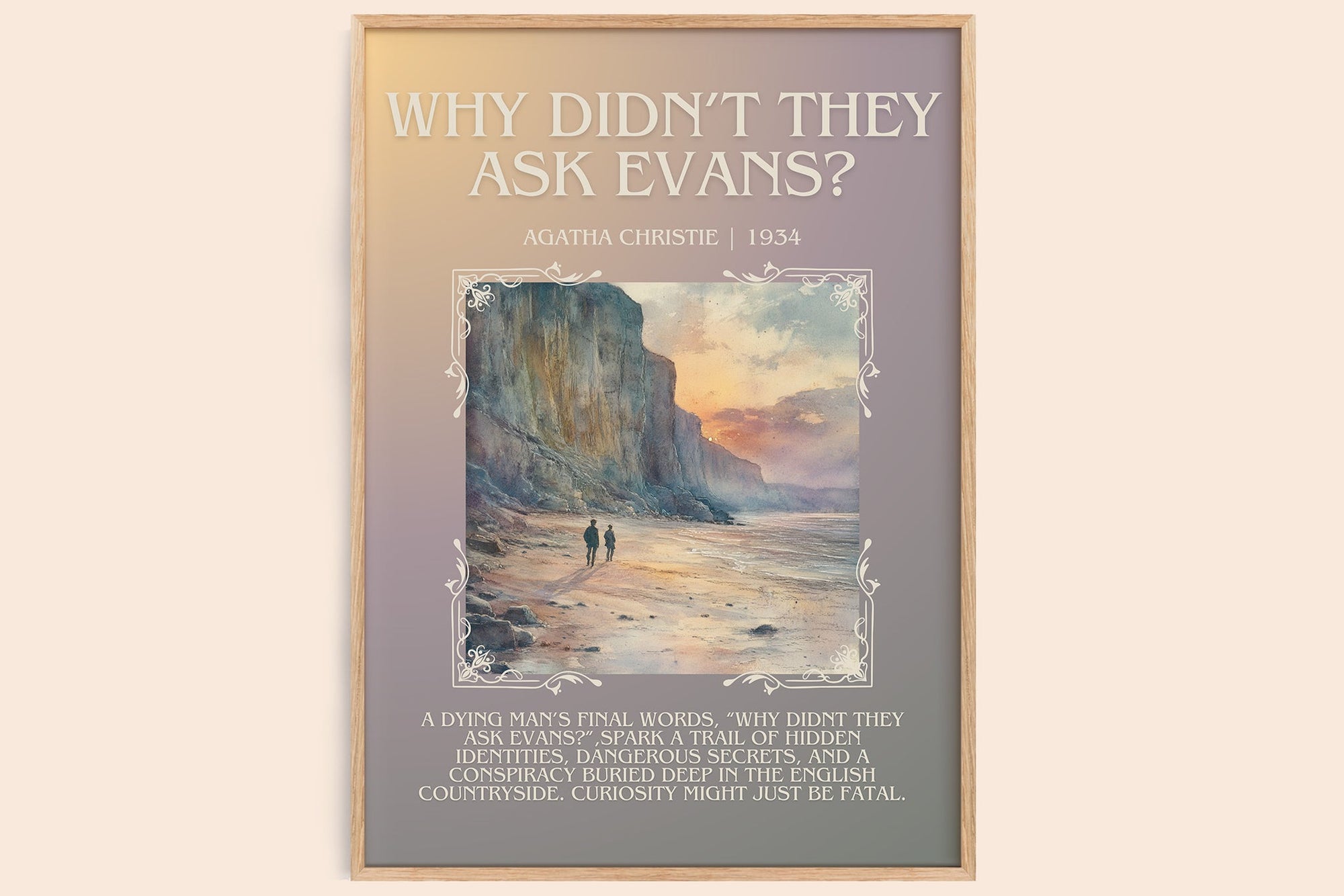 Why Didn't They Ask Evans? minimalist book poster by Agatha Christie – framed literary art print