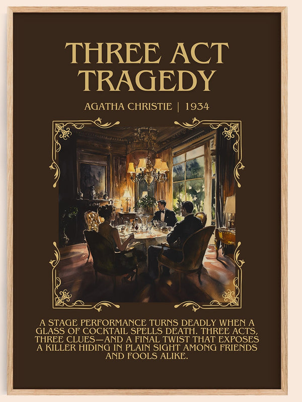 Three Act Tragedy minimalist book poster by Agatha Christie – framed literary art print