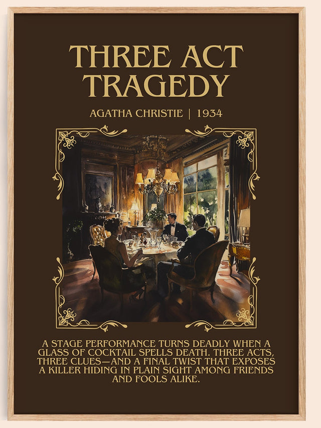 Three Act Tragedy Minimalist Book Poster by Agatha Christie