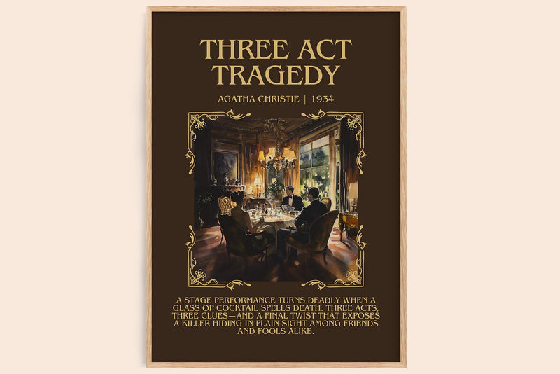Three Act Tragedy minimalist book poster by Agatha Christie – framed literary art print