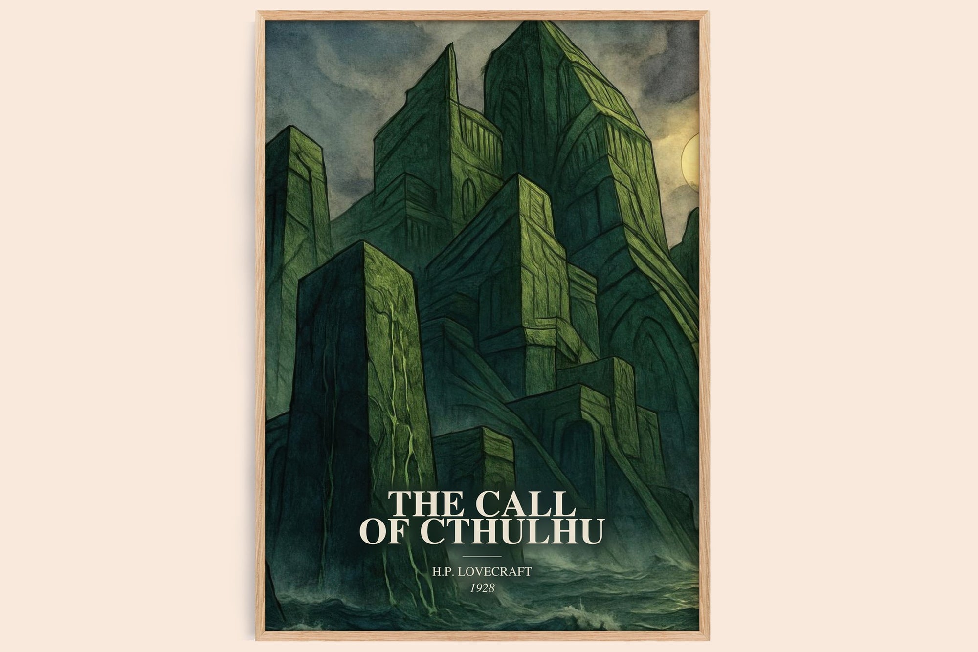 The Call Of Cthulhu watercolour book poster by H.P. Lovecraft – framed literary art print