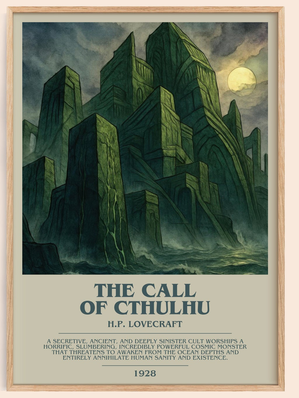 The Call Of Cthulhu bookish book poster by H.P. Lovecraft – framed literary art print