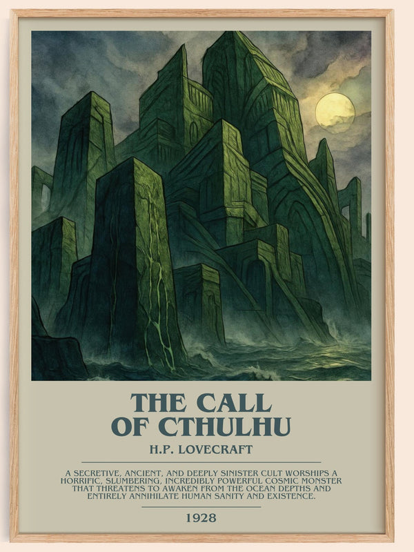 The Call Of Cthulhu bookish book poster by H.P. Lovecraft – framed literary art print