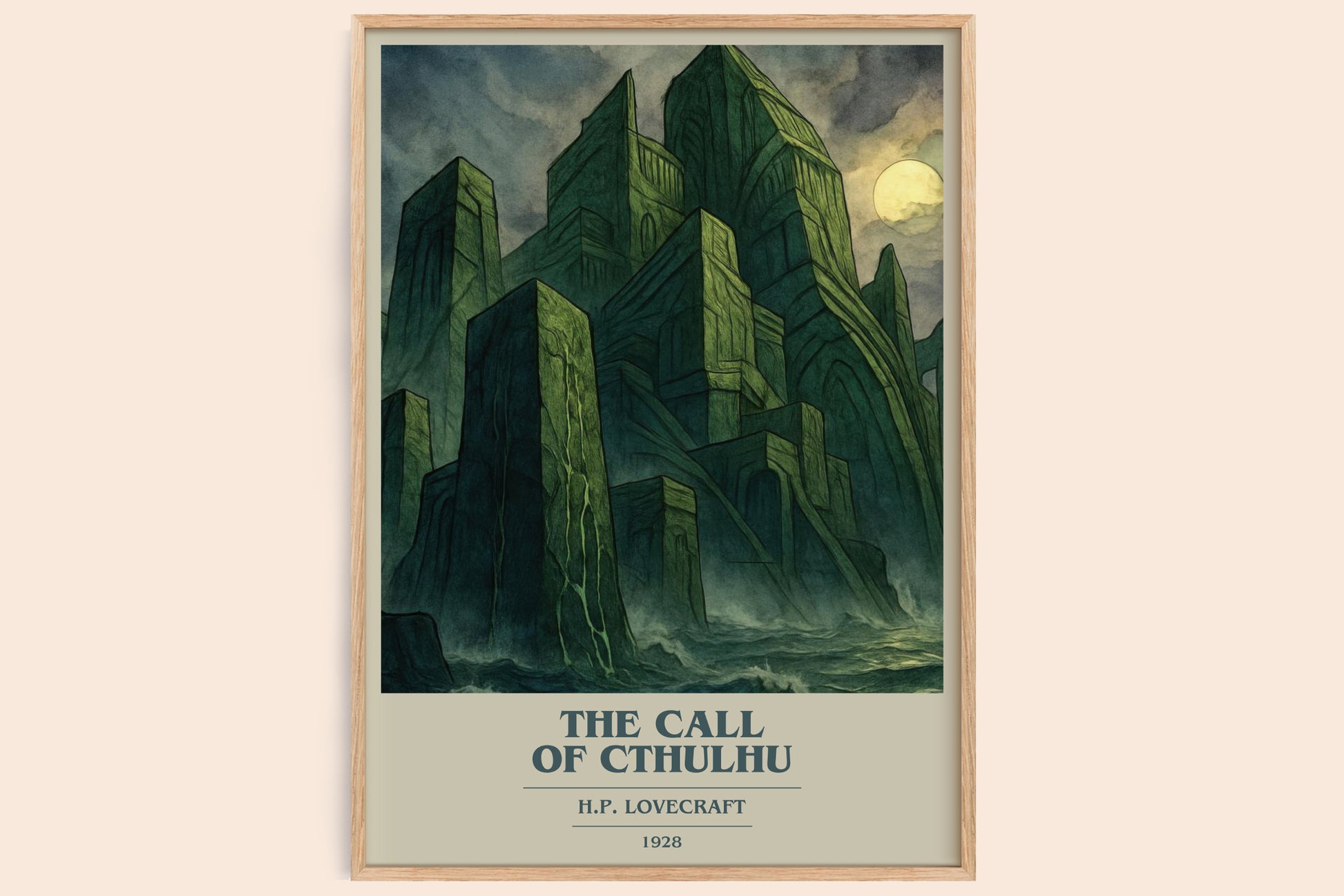 The Call Of Cthulhu book cover book poster by H.P. Lovecraft – framed literary art print