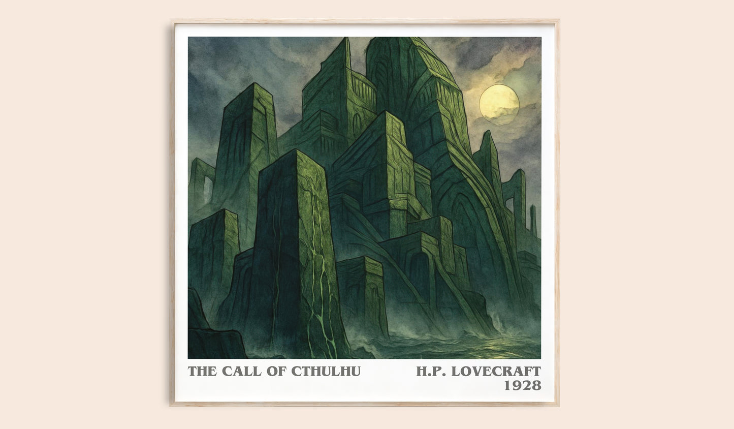 The Call Of Cthulhu literary book poster by H.P. Lovecraft – framed literary art print