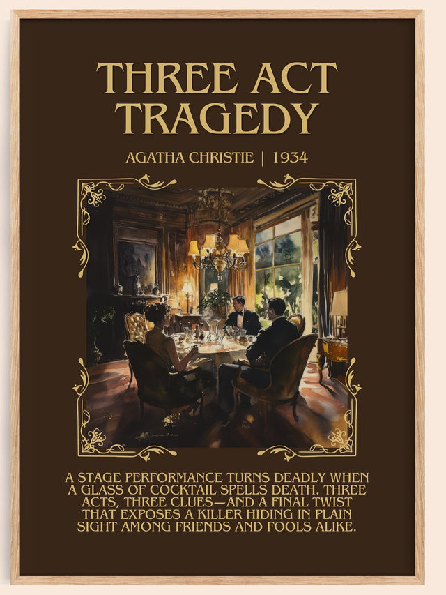 Three Act Tragedy Minimalist Book Poster by Agatha Christie