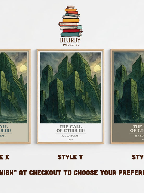 The Call Of Cthulhu book cover print in frame leaning in hallway – horror wall art